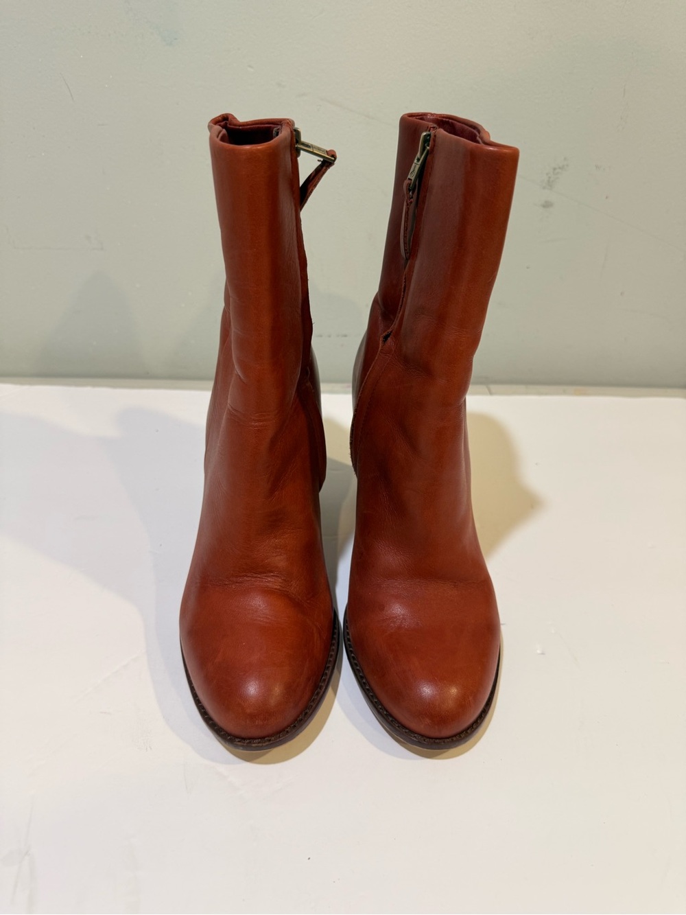 Women's Leather Ankle Boots - Rust Brown